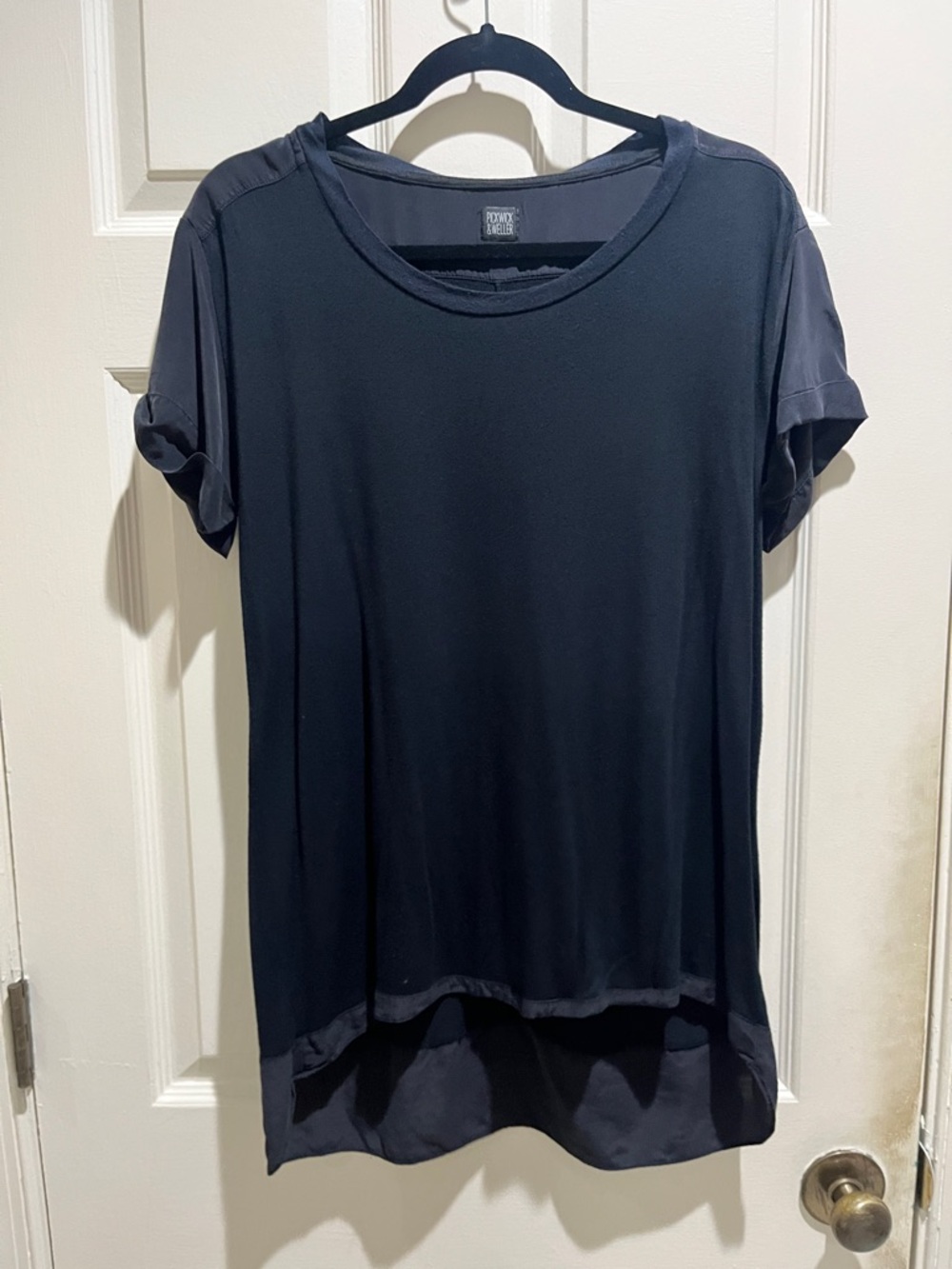 Unbranded Black Short Sleeve Mixed-Media Tee